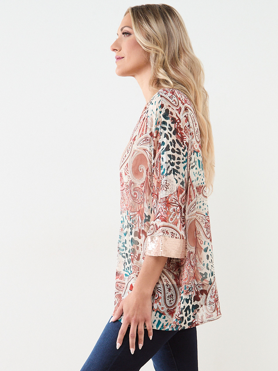 V-Neck Blouse with Sequin Detail