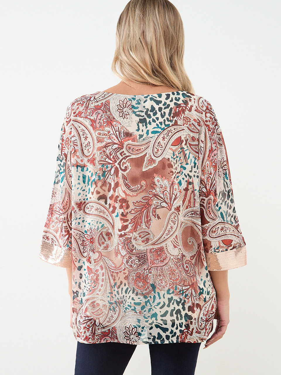 V-Neck Blouse with Sequin Detail