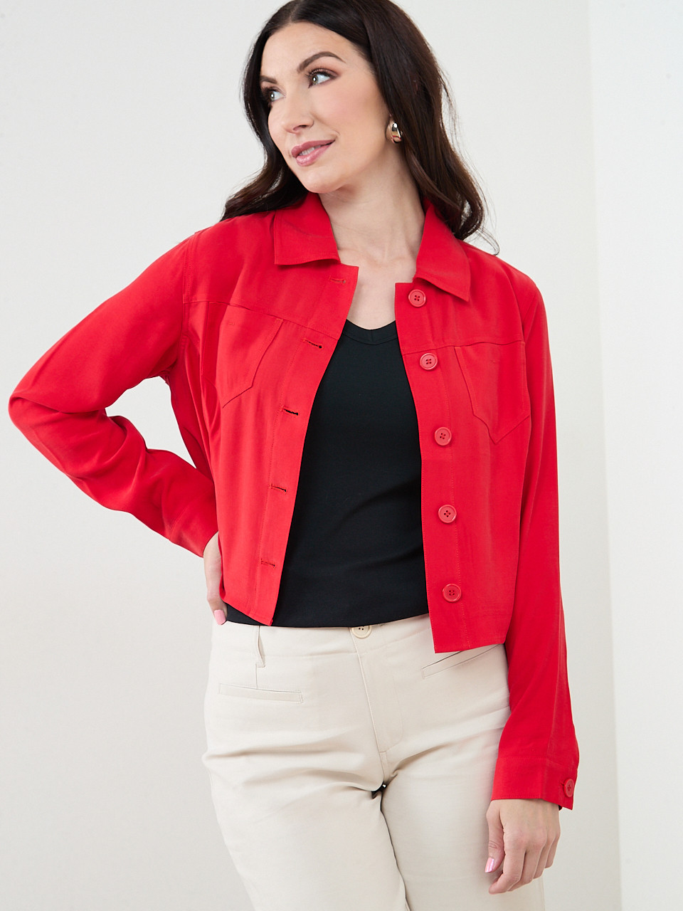 Crop Jacket In Crimson | Cleo