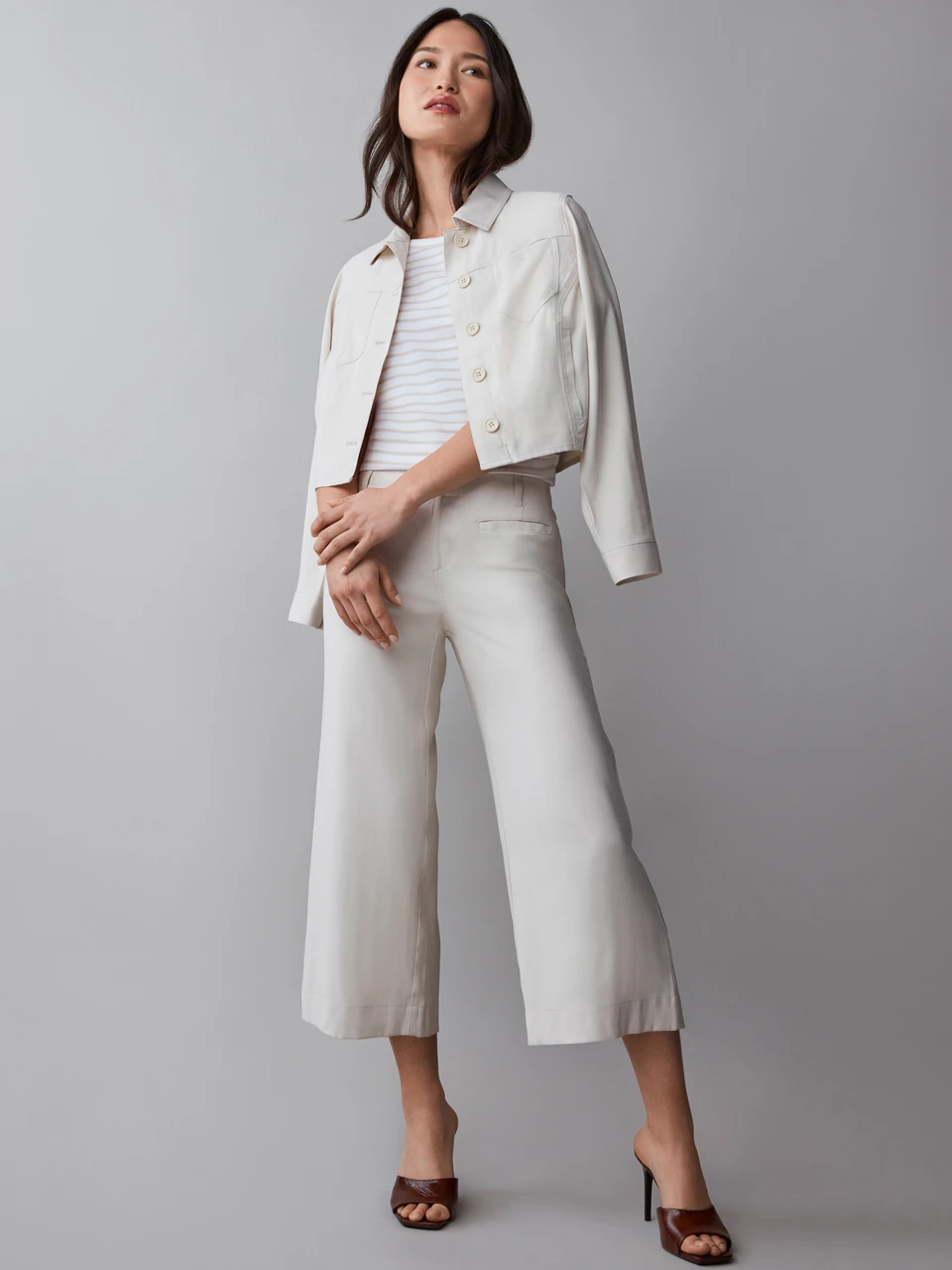 Haylie Wide Crop Pant in Stone