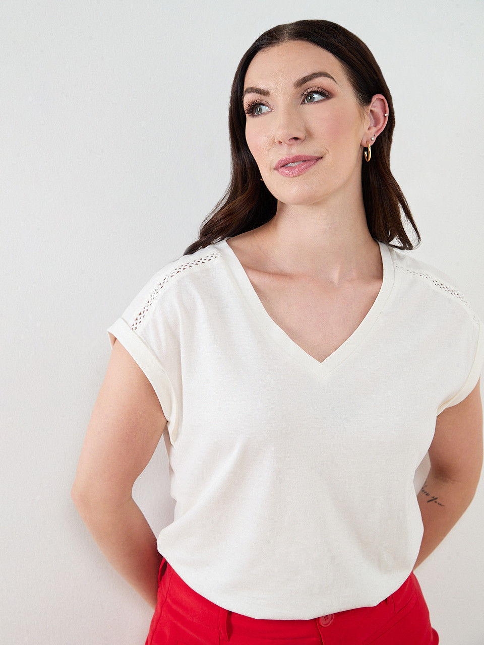 Knit Shoulder Trim T-Shirt