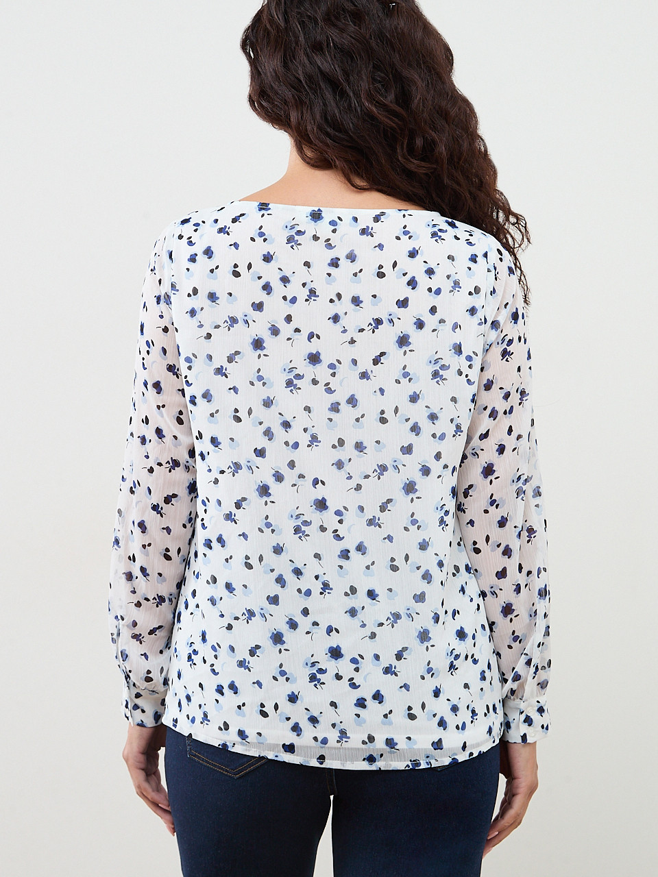 Petite Long Sleeve Chiffon Blouse