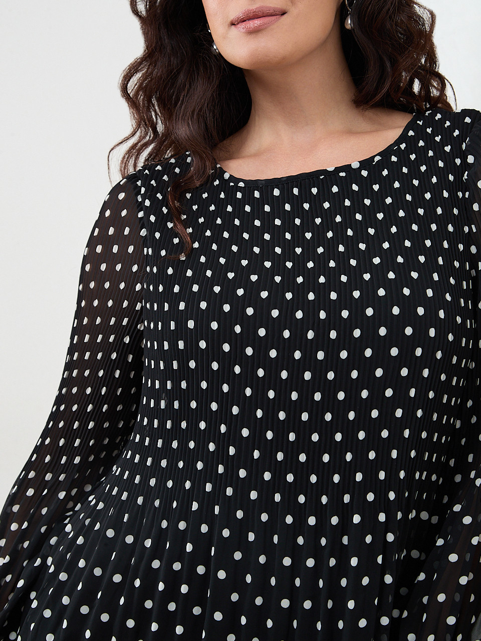 Petite Long Sleeve Plisse Dress