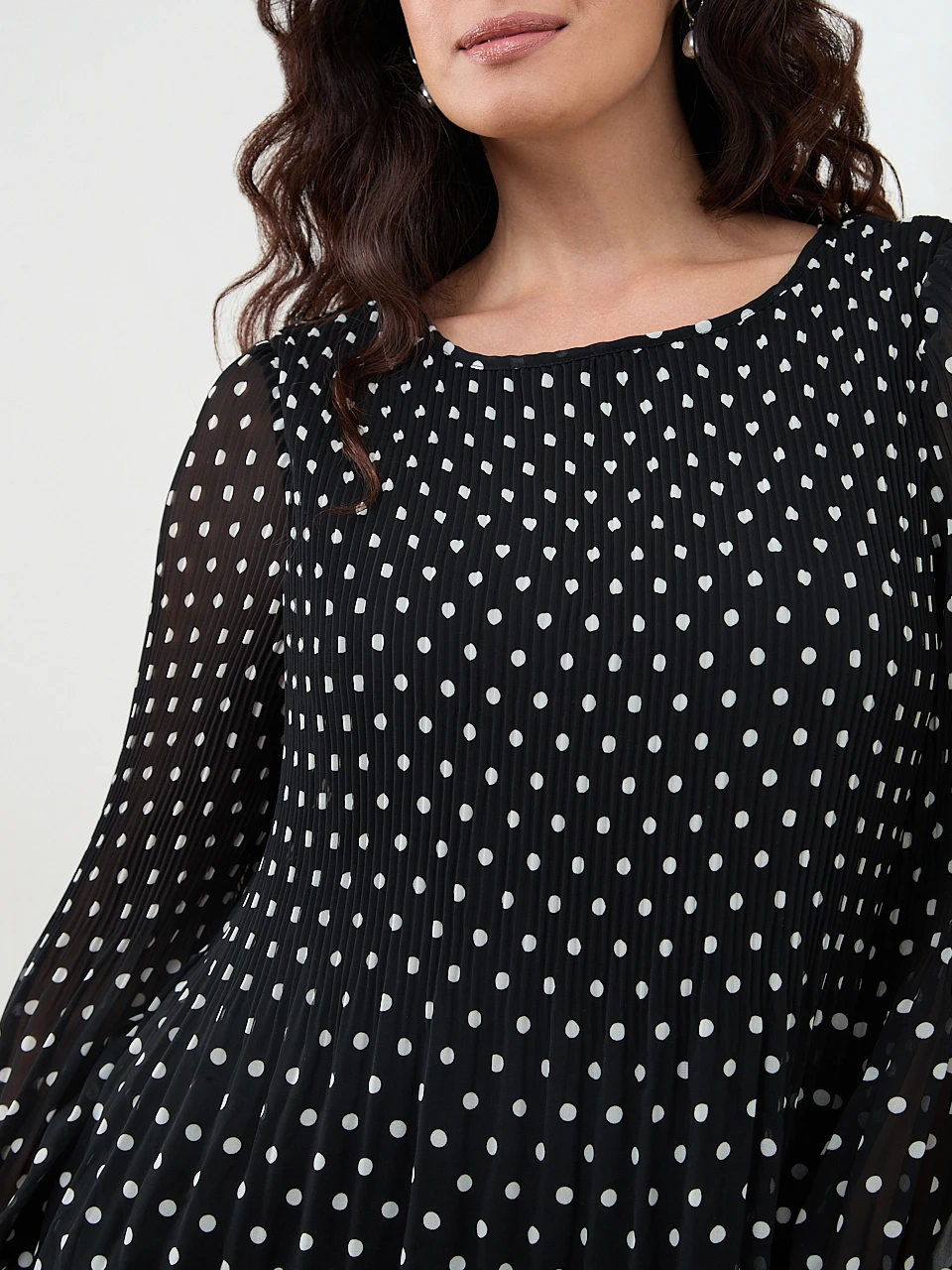Petite Long Sleeve Plisse Dress