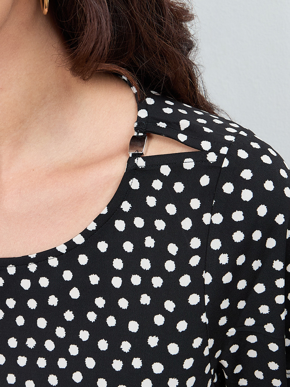Petite Short Sleeved Smocked-Bottom Top