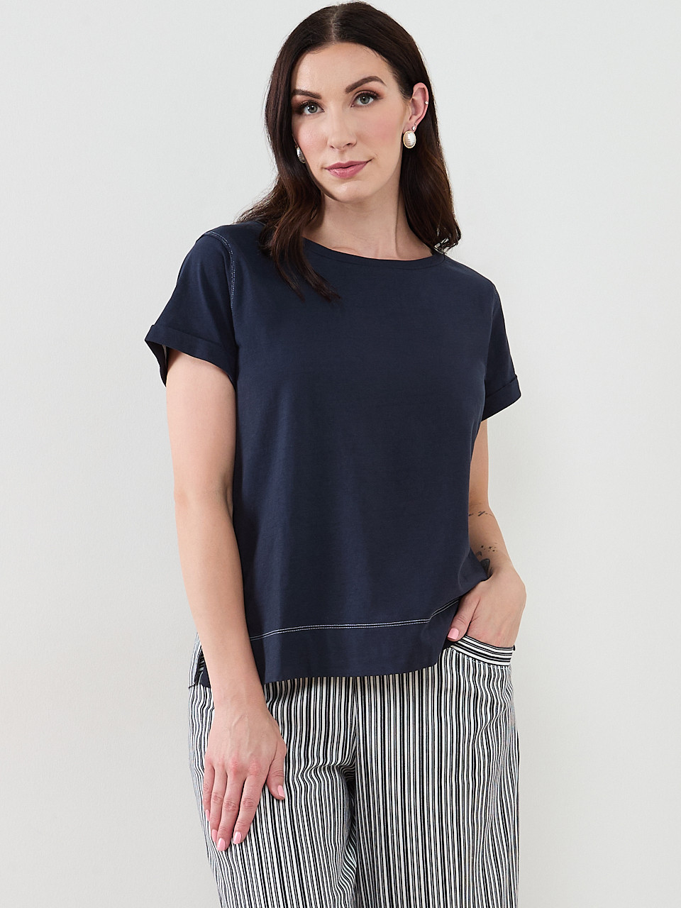 Short Sleeve Mixed Media Top