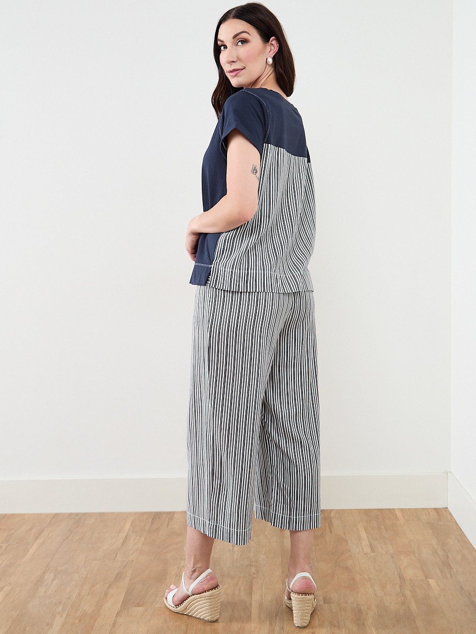 Short Sleeve Mixed Media Top