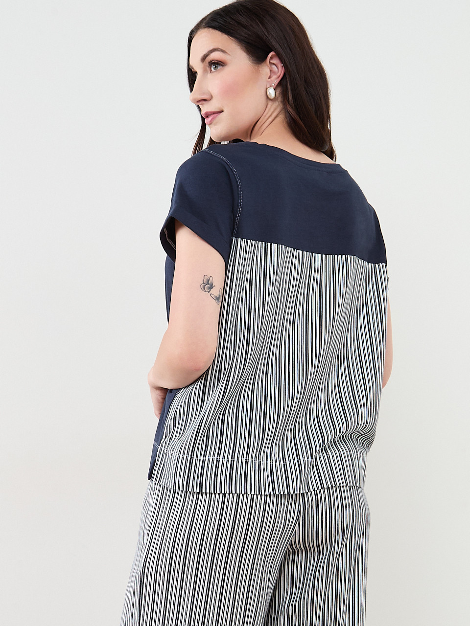 Short Sleeve Mixed Media Top