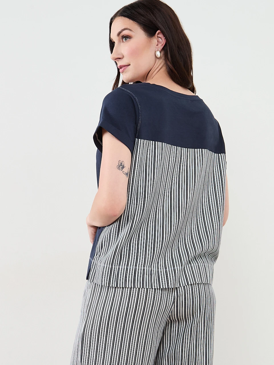 Short Sleeve Mixed Media Top