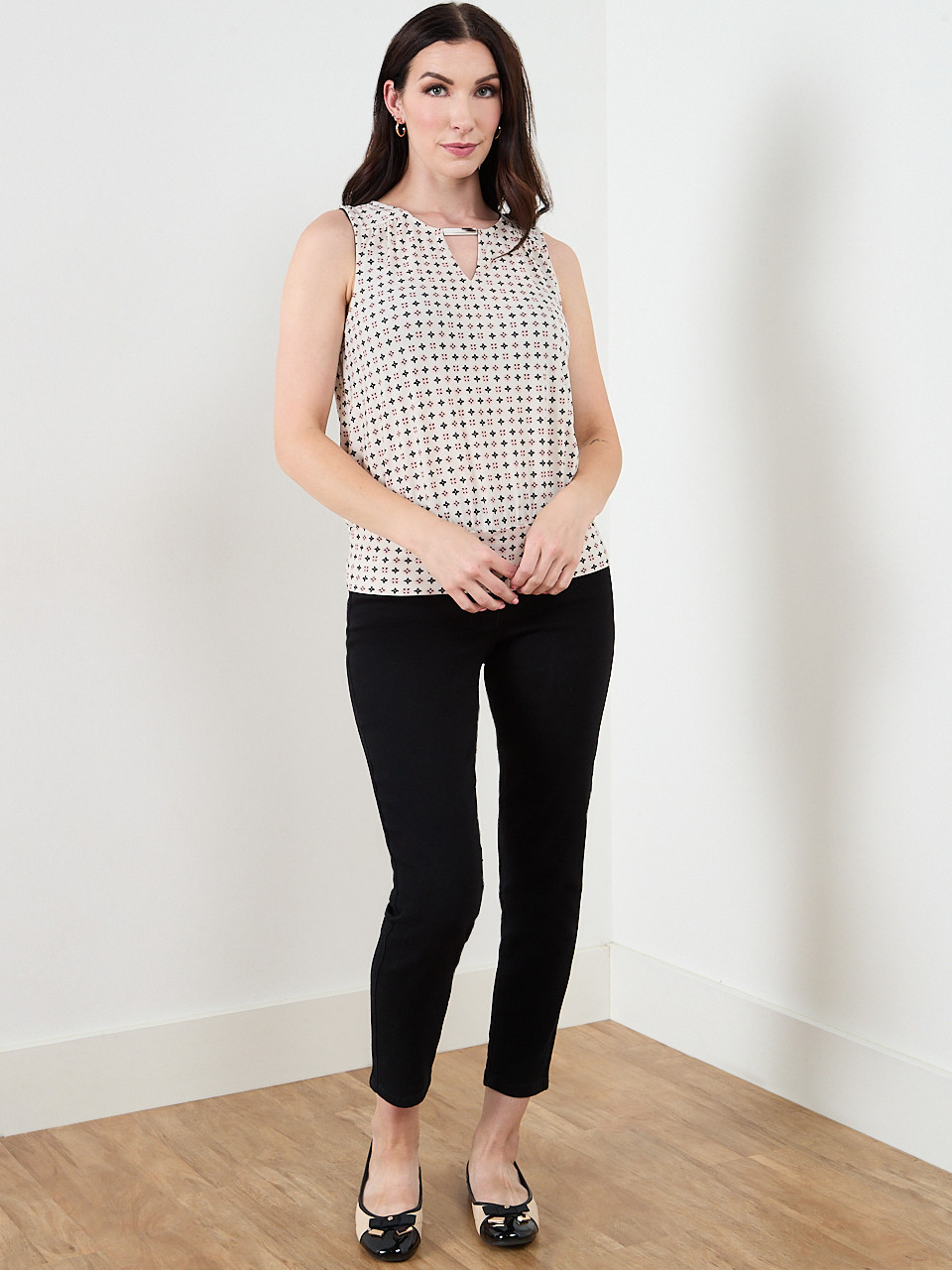 Sleeveless Metal Detail Banded Top in Sand