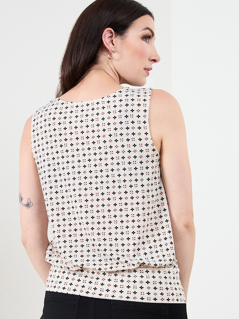 Sleeveless Metal Detail Banded Top in Sand