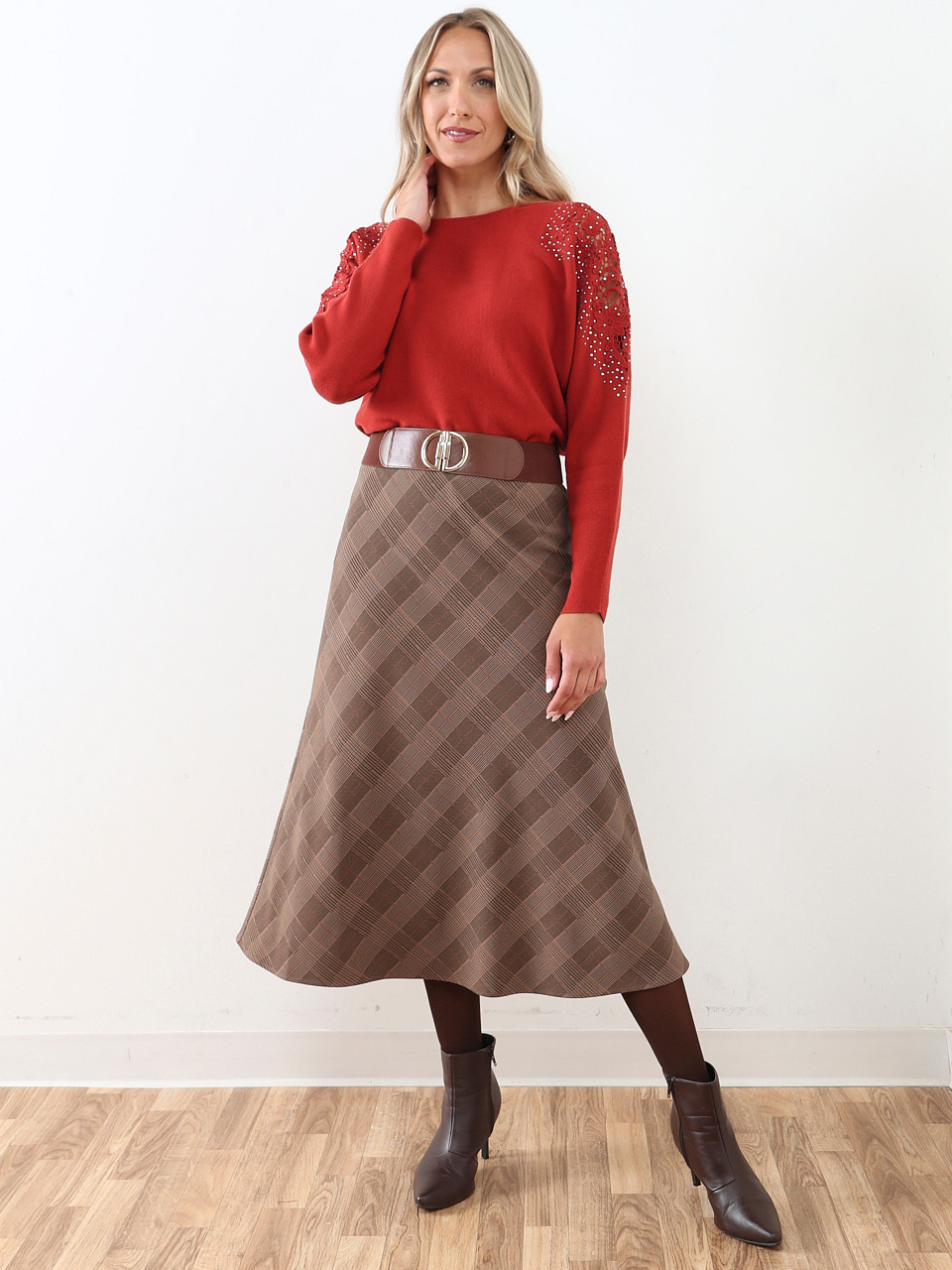 Bias Cut Skirt in Autumn Plaid