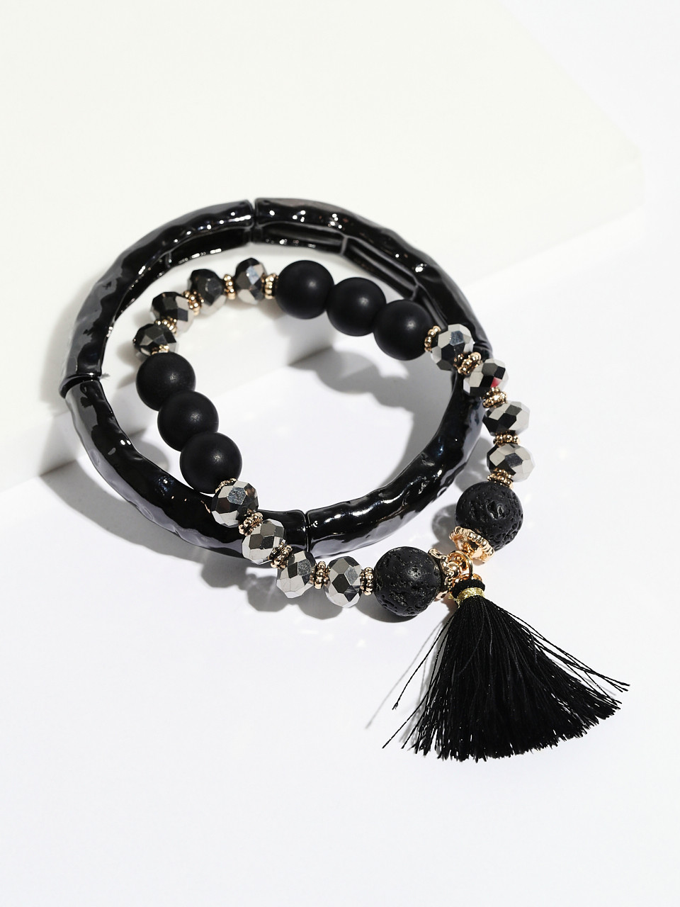 Black Tassel Stretch Bracelet
