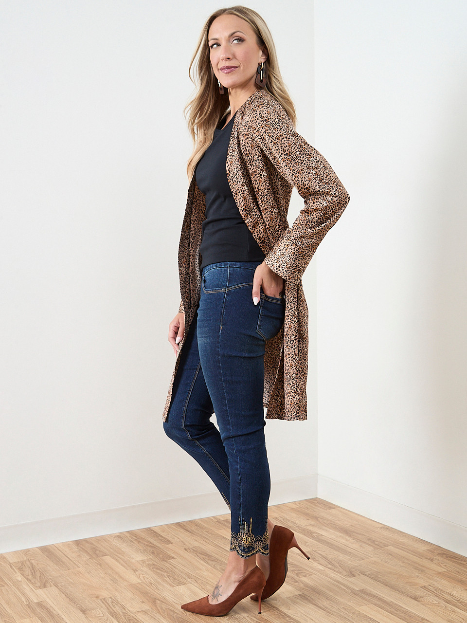 Blake Gold Embroidery Ankle Jeans