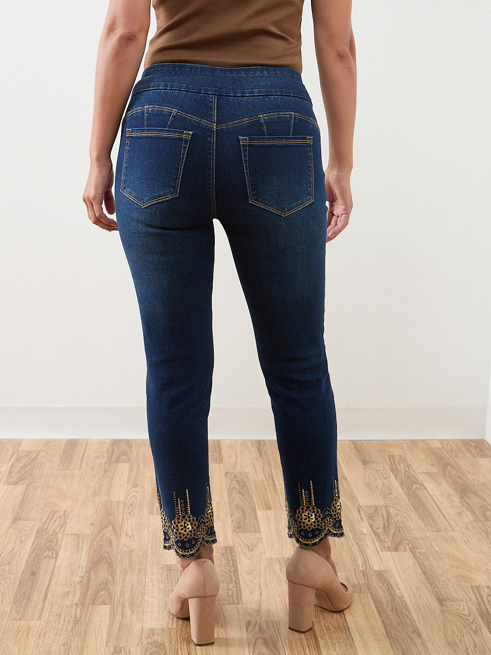 Blake Gold Embroidery Ankle Jeans