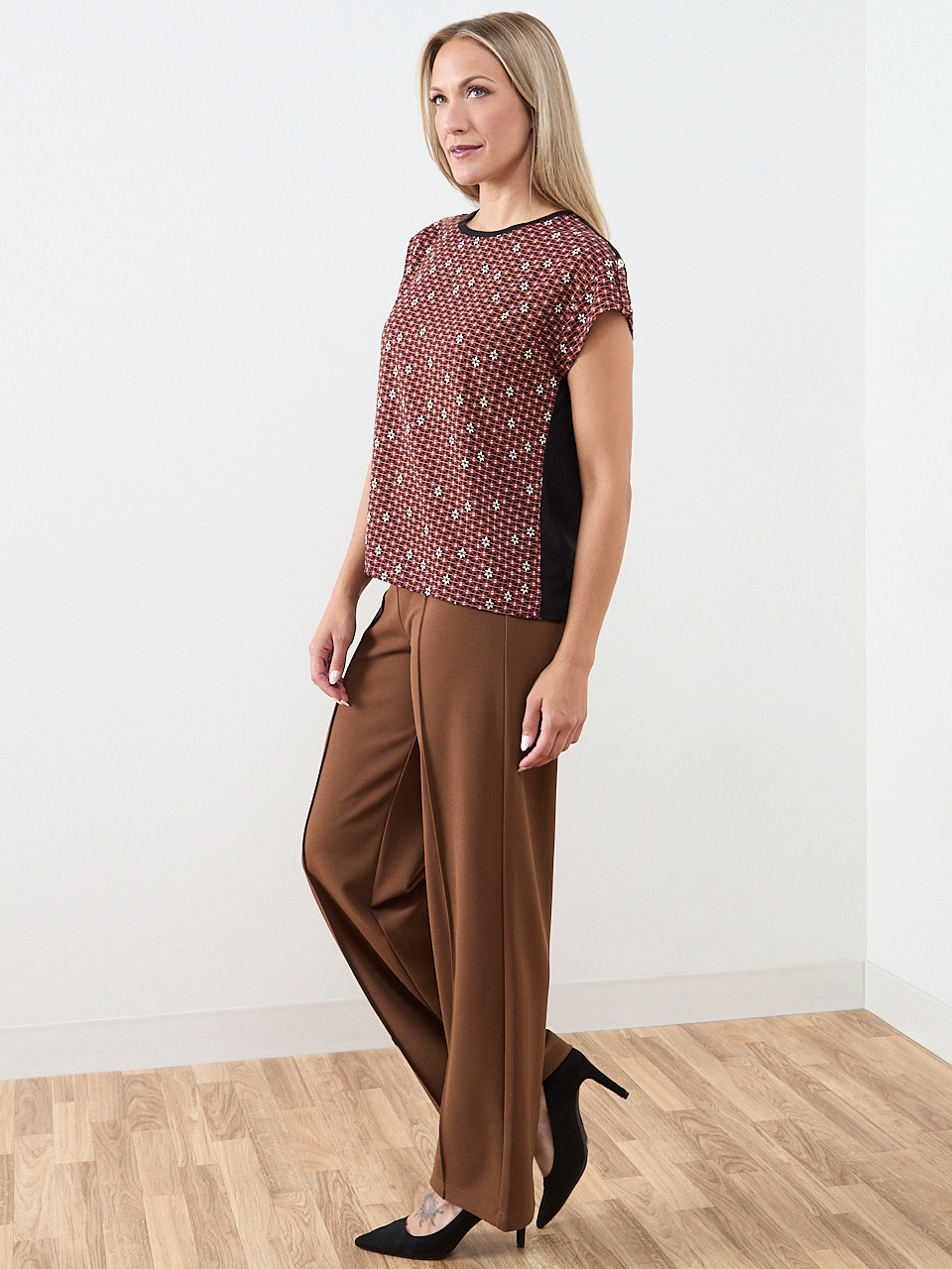Cap Sleeve Mixed Media Top