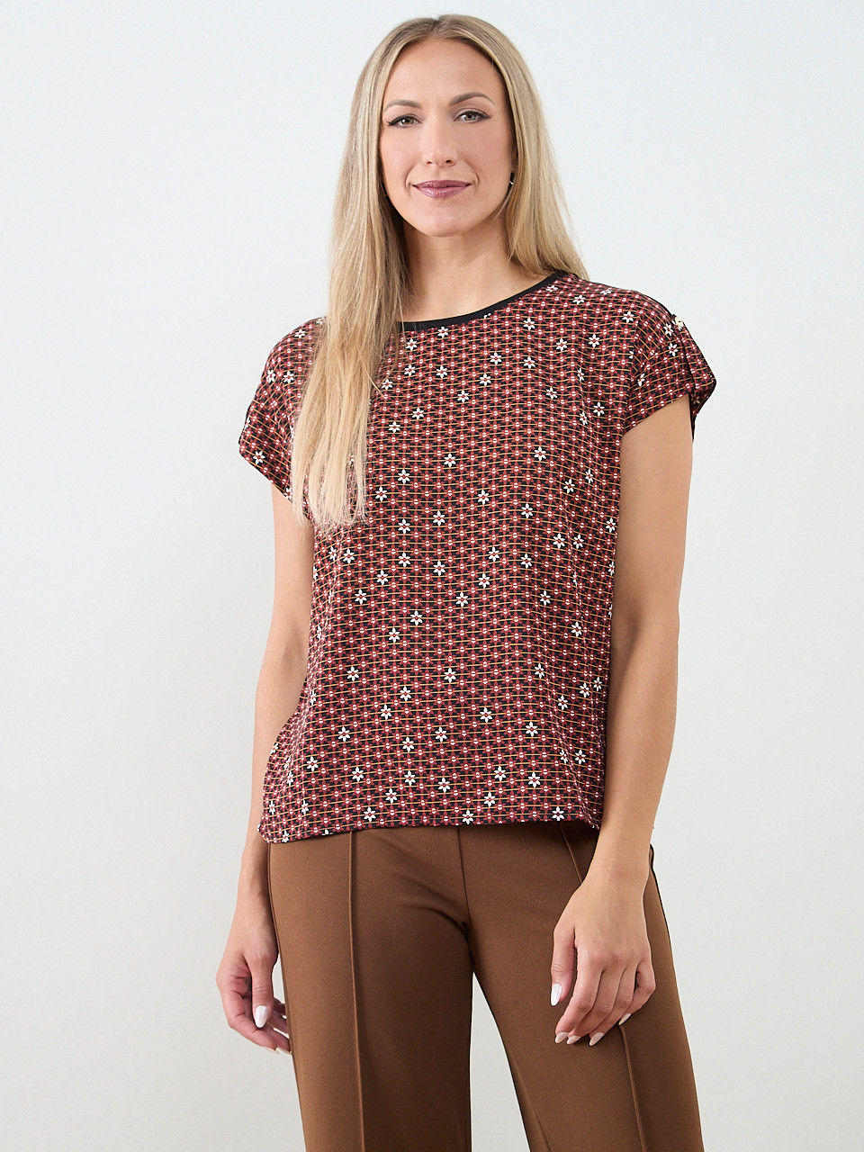 Cap Sleeve Mixed Media Top