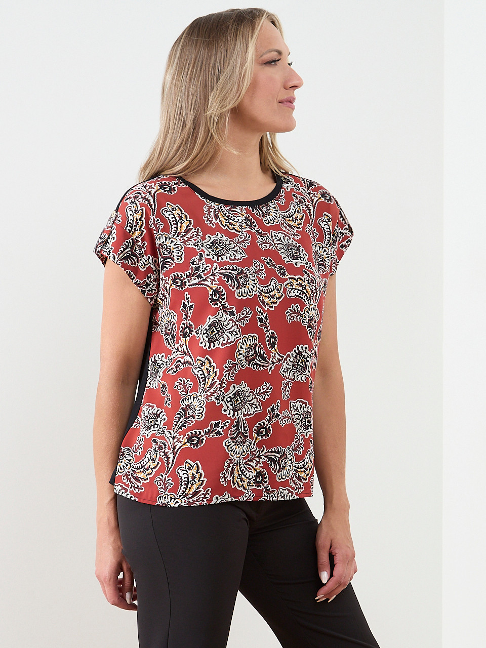 Cap Sleeves Mixed Media Top