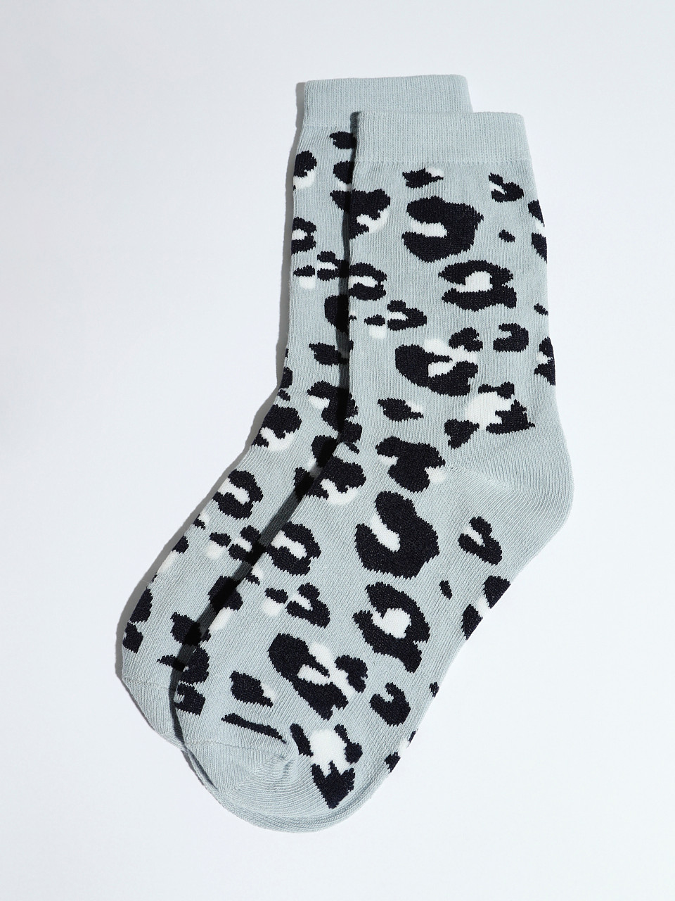 Cornflower Leopard Print Crew Socks