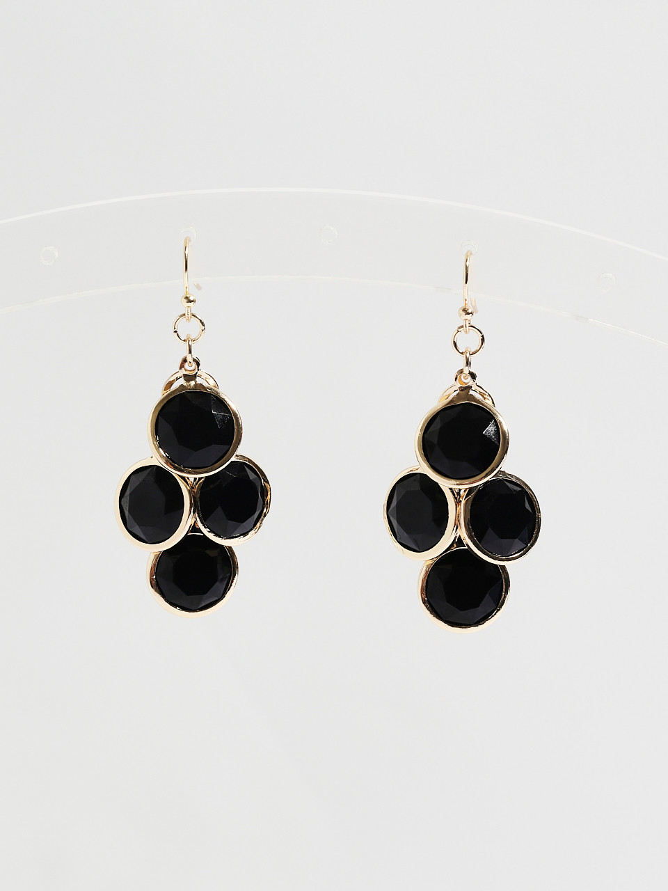 Gold & Black Stone Drop Earrings