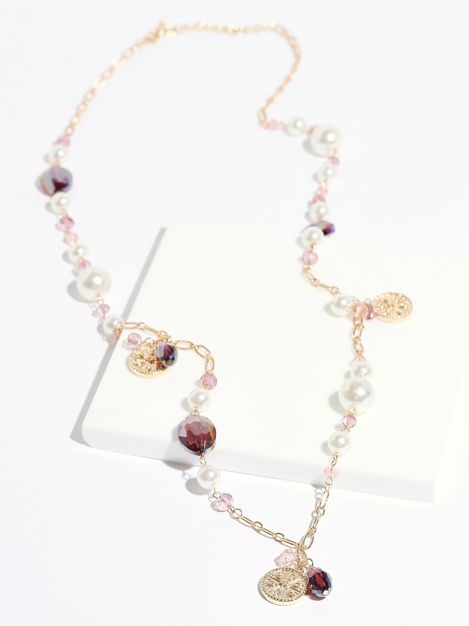Gold/Pearl/Soft Pink Charm Necklace