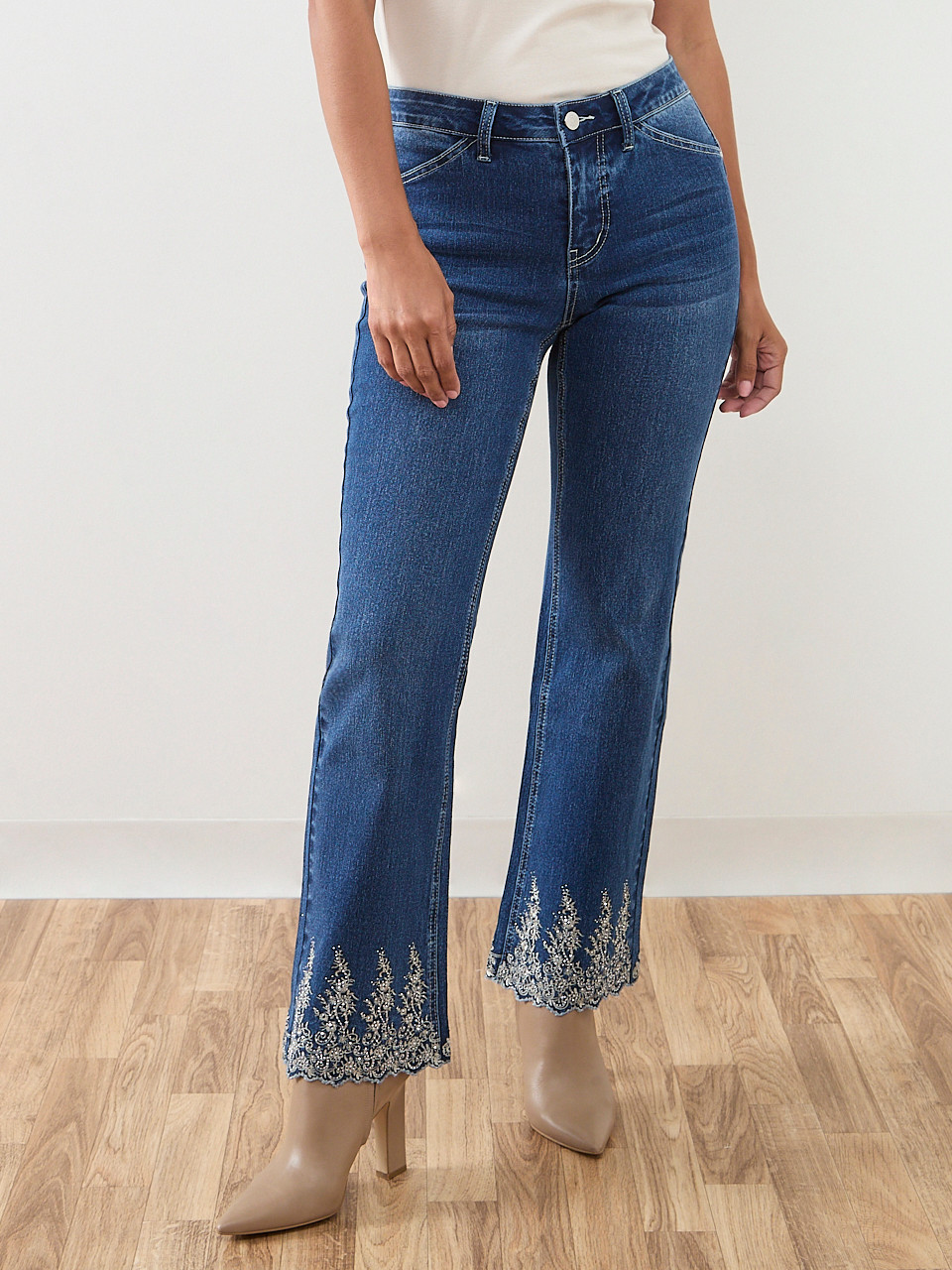 Kimberly Embroidered Hem Bootcut Jeans