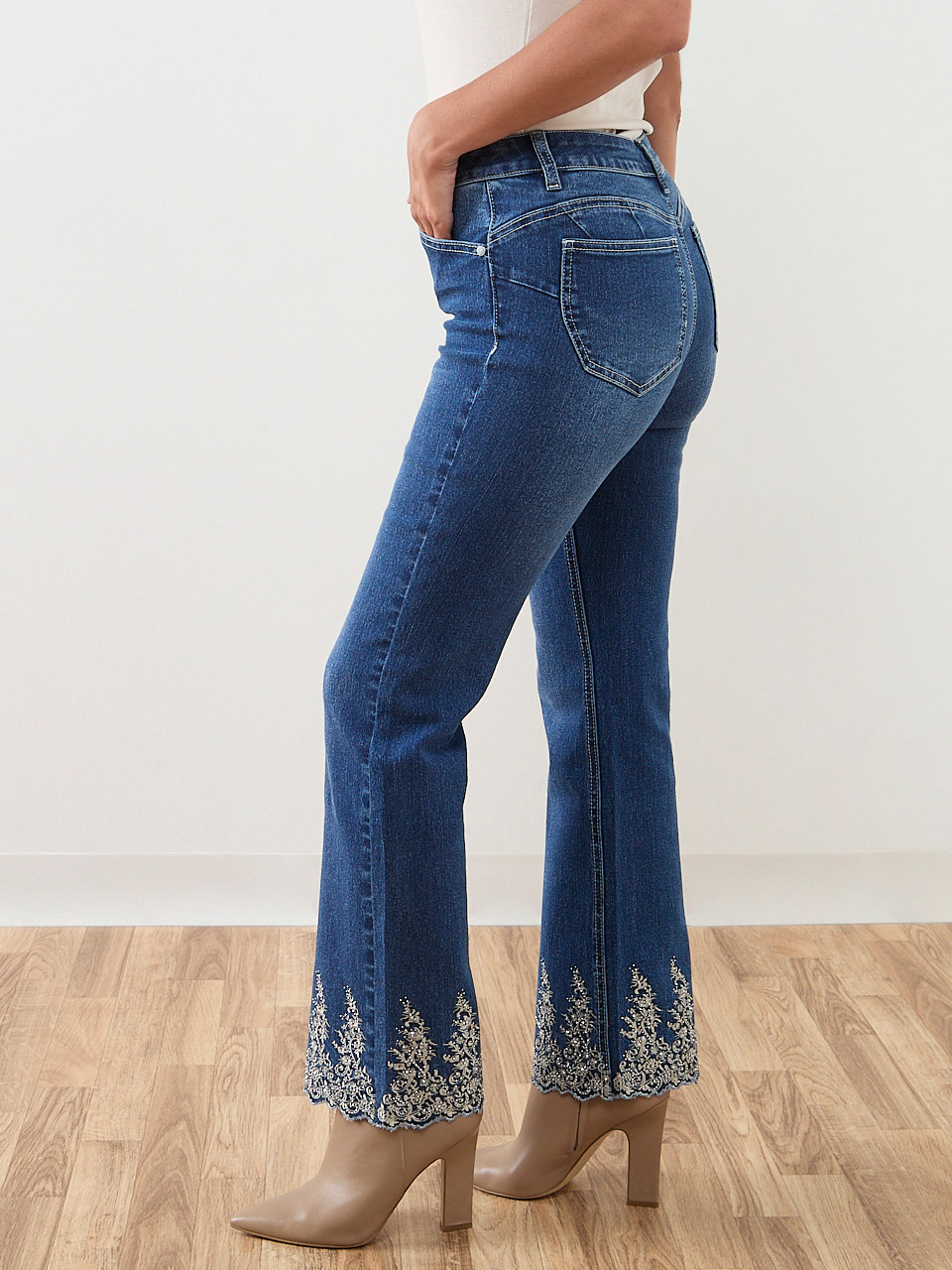 Kimberly Embroidered Hem Bootcut Jeans
