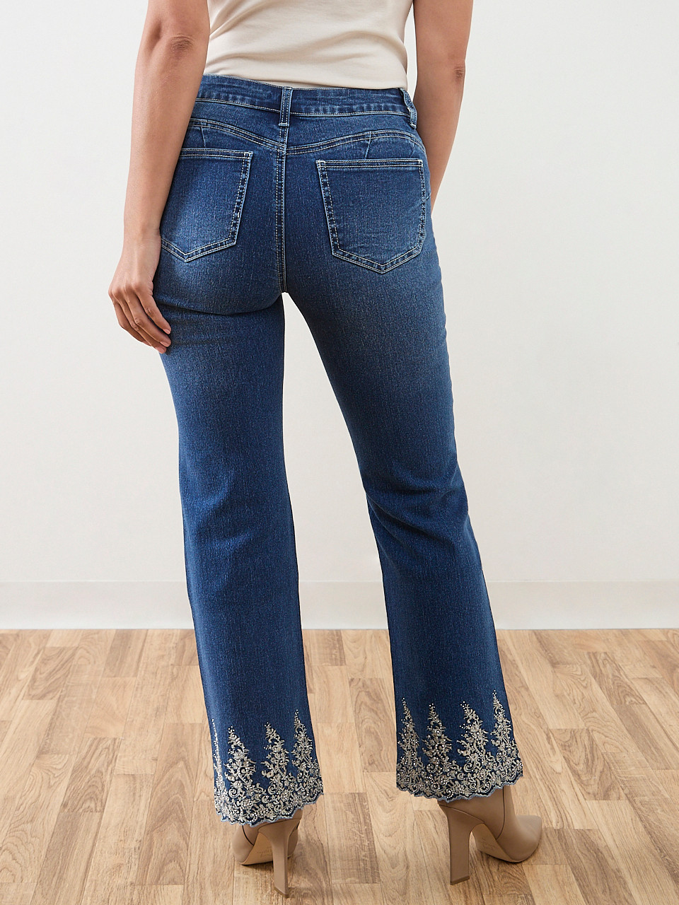 Kimberly Embroidered Hem Bootcut Jeans