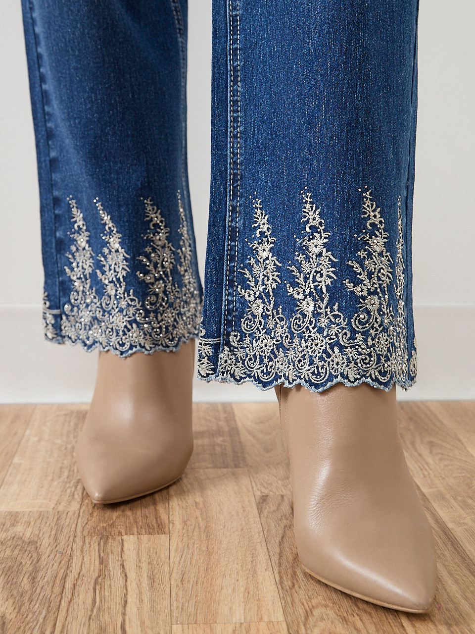 Kimberly Embroidered Hem Bootcut Jeans