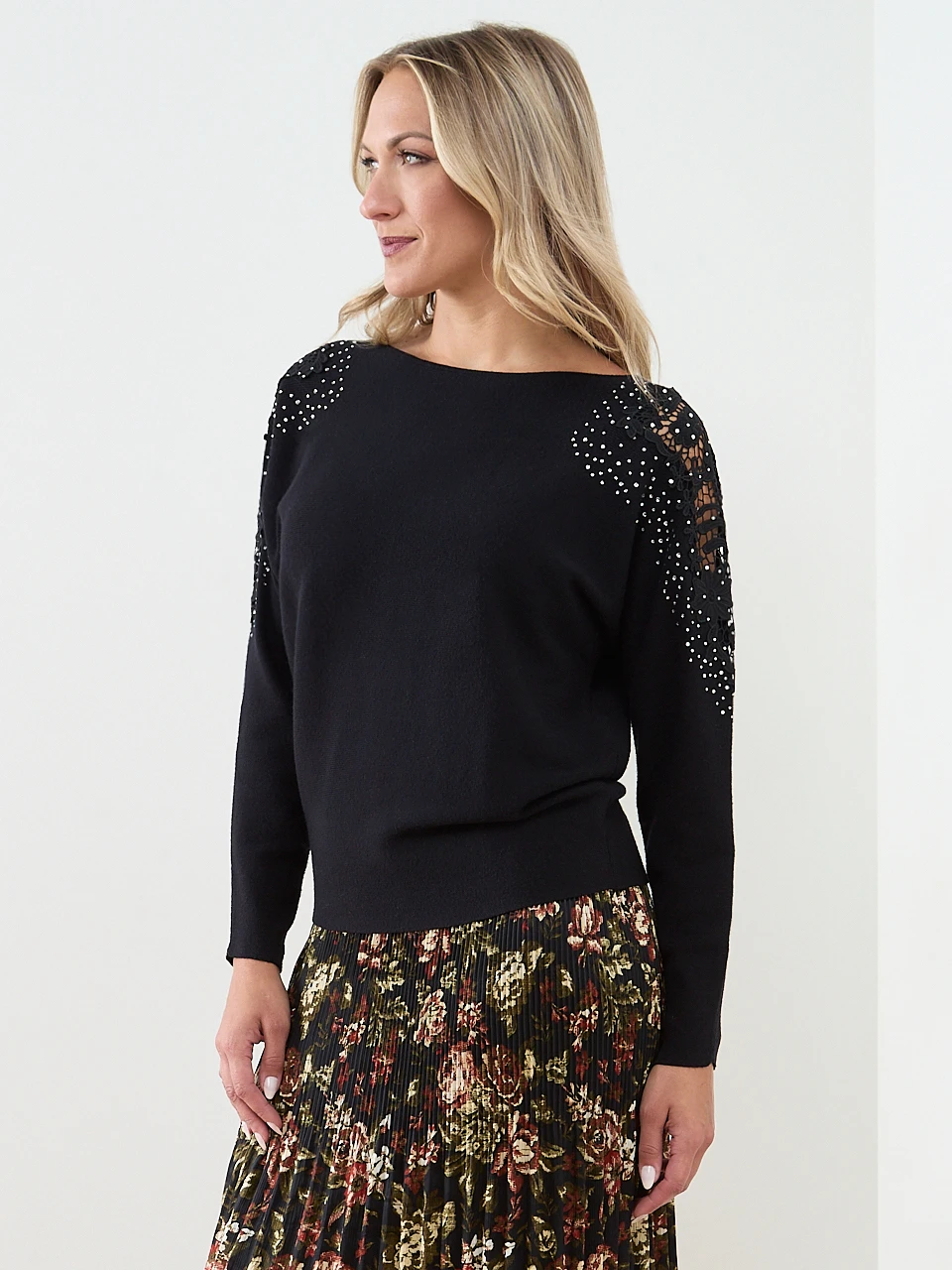 Long Shimmery Dolman Sleeve Sweater