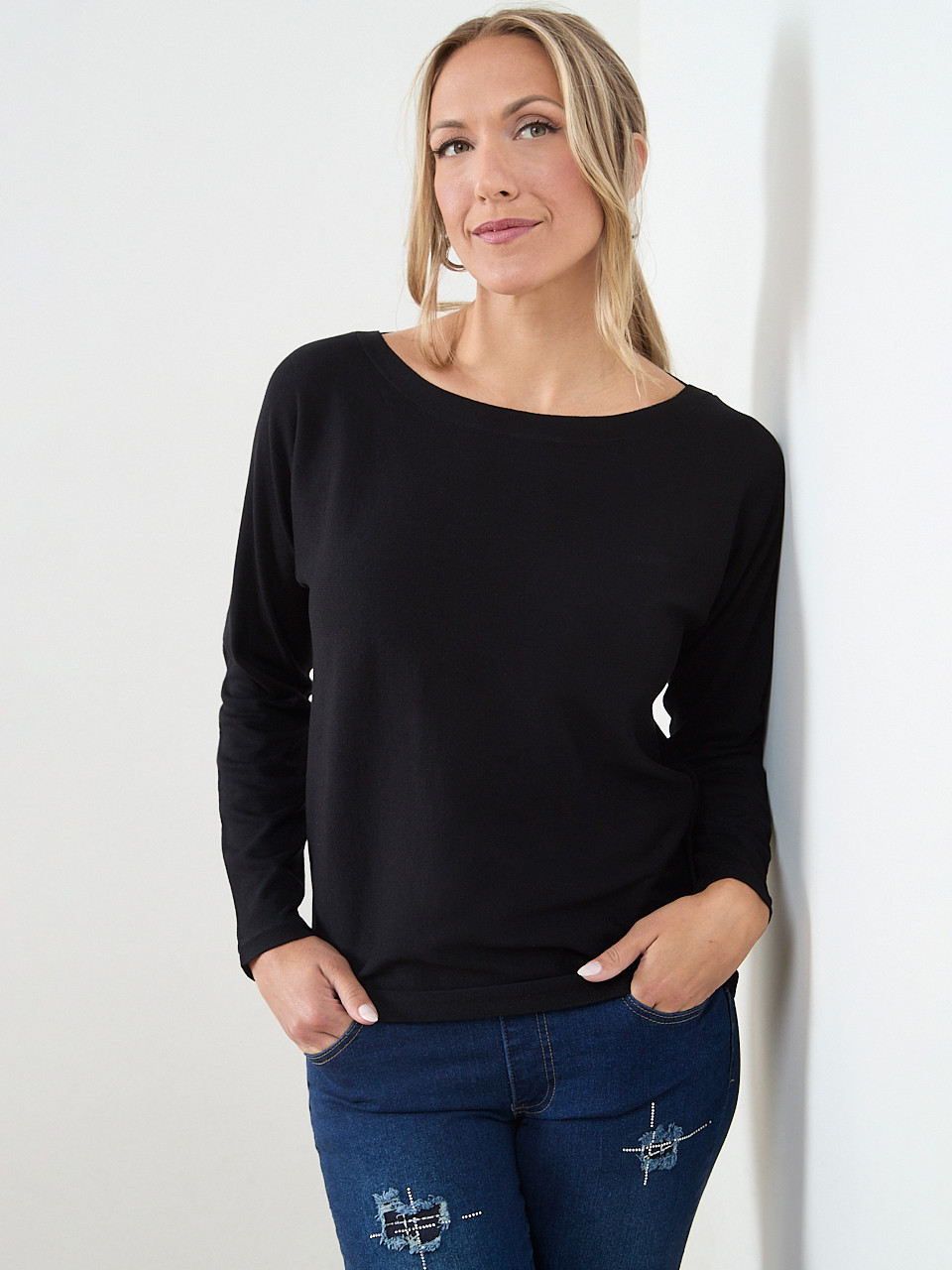 Long Sleeve Boatneck Pullover Sweater | Cleo