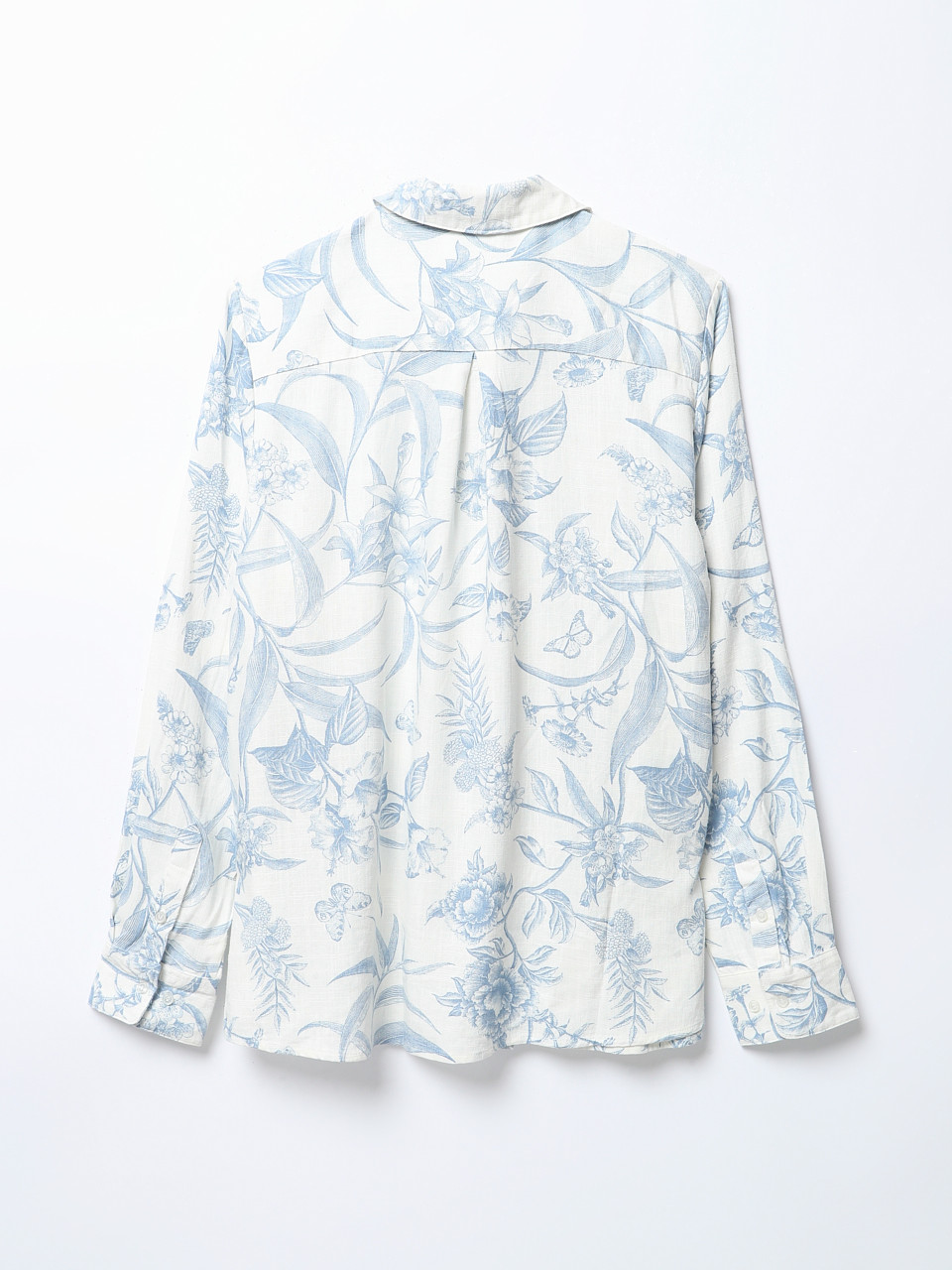 Long Sleeve Floral Linen Slub Shirt