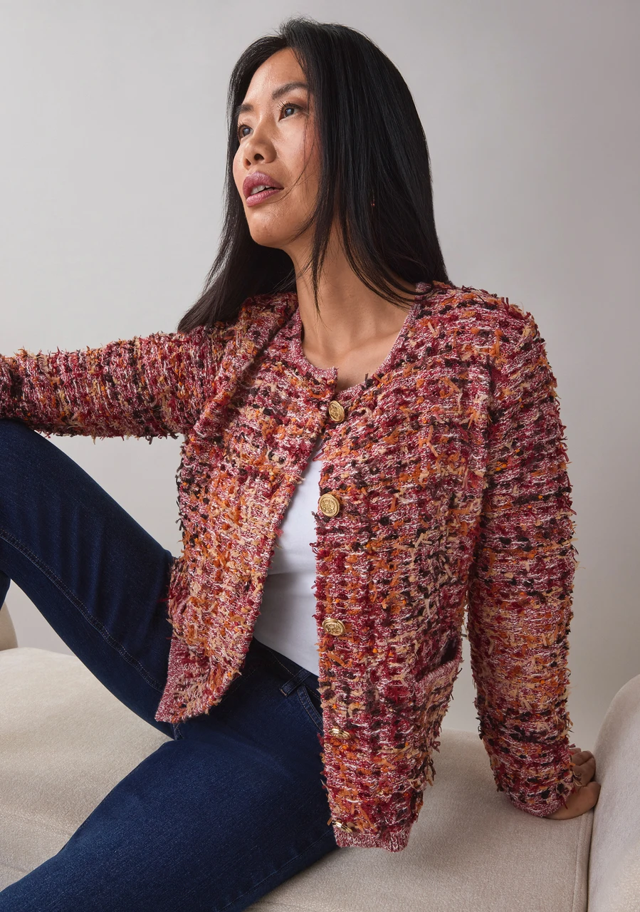 Long Sleeve Textured Button Jacket