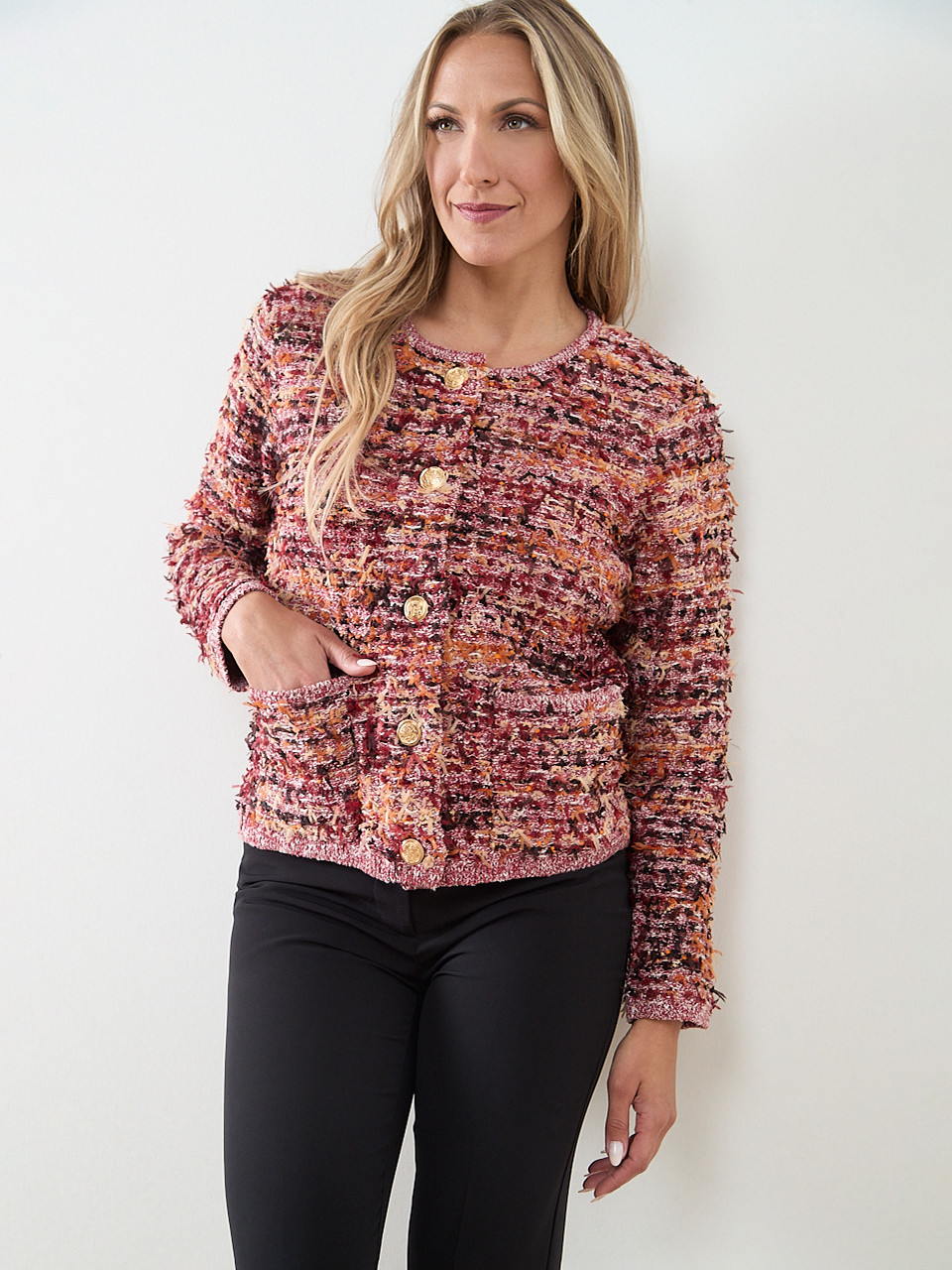 Long Sleeve Textured Button Jacket