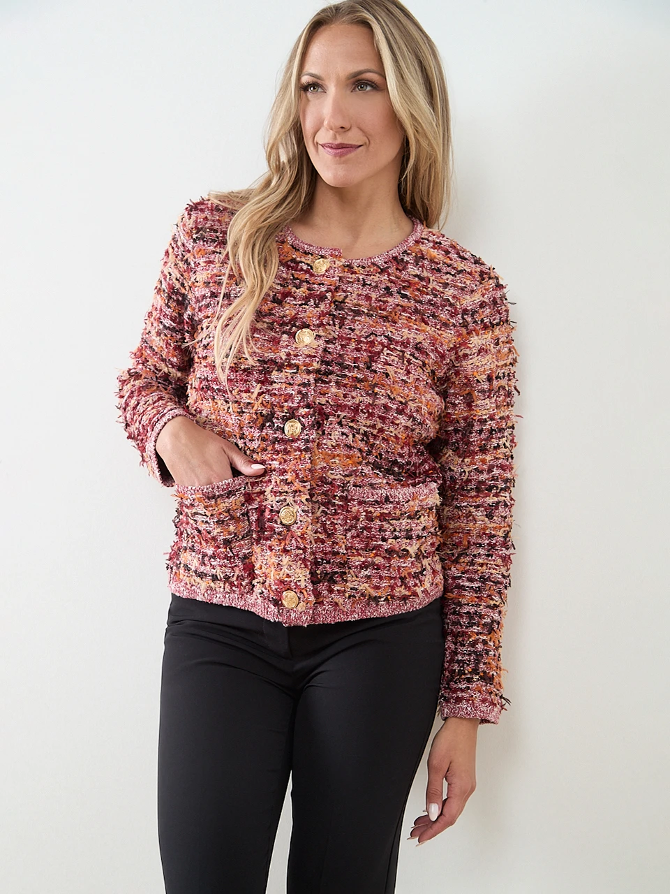Long Sleeve Textured Button Jacket