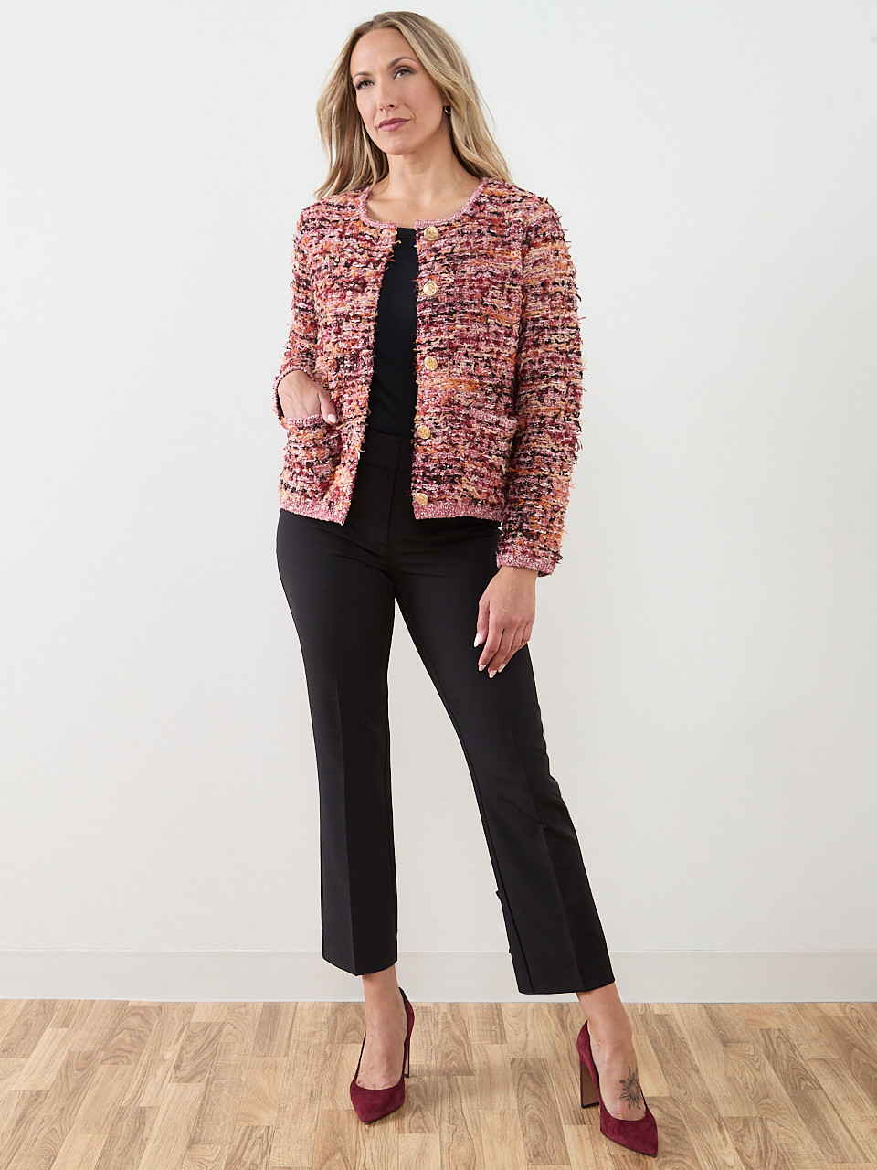 Long Sleeve Textured Button Jacket