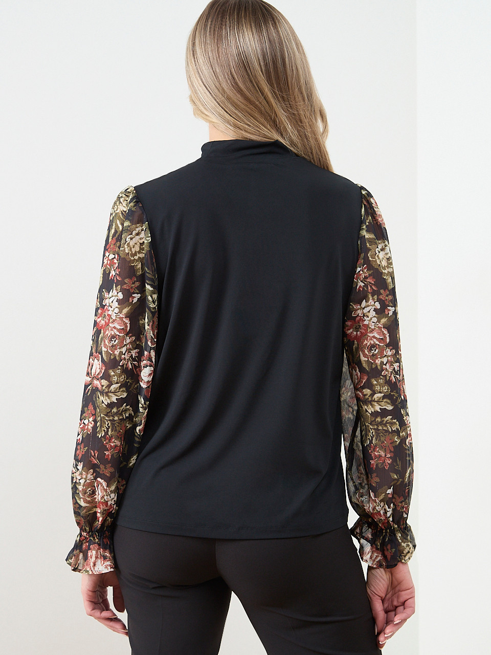 Mock Neck Mixed Media Top