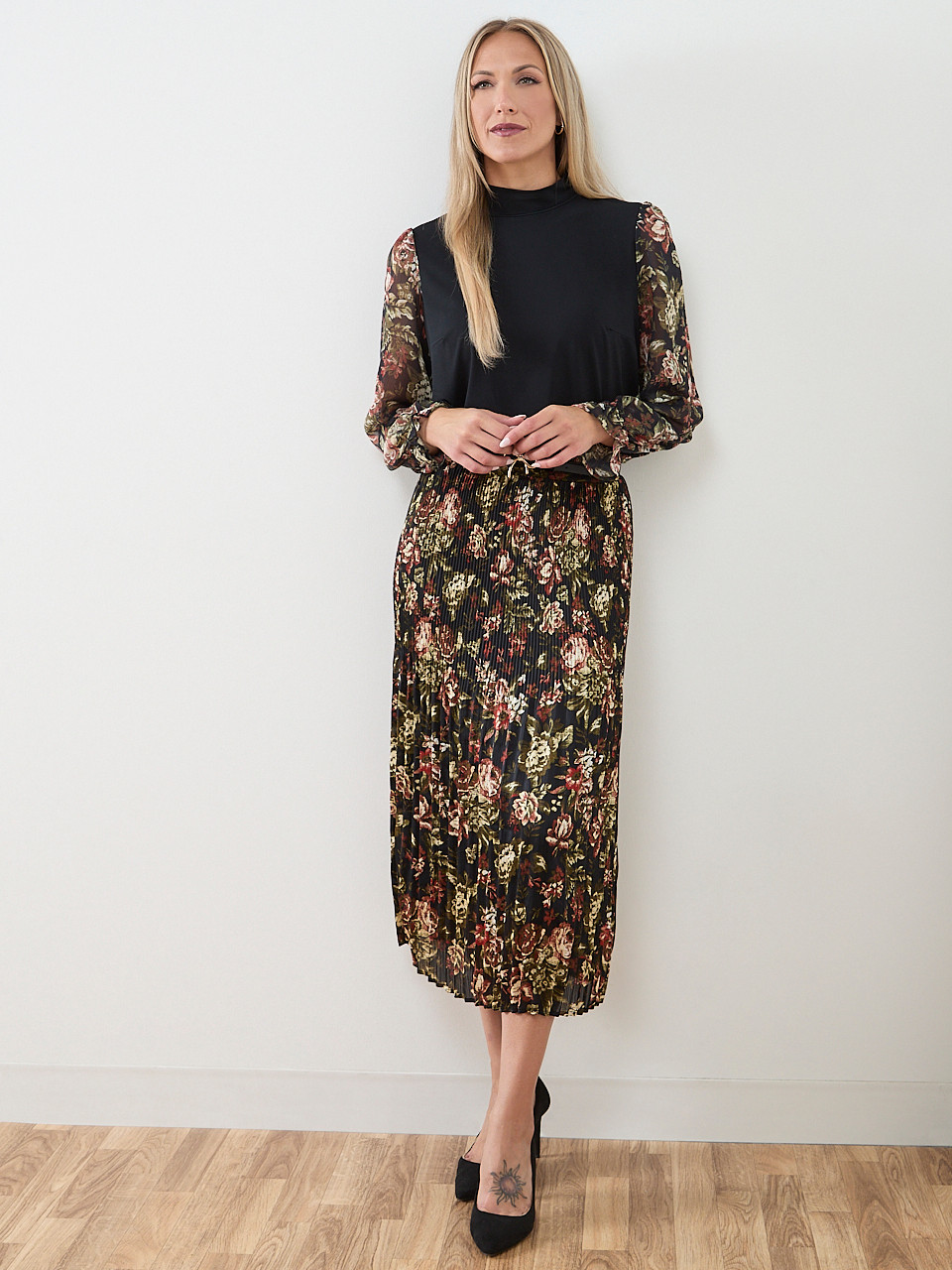 Mock Neck Mixed Media Top