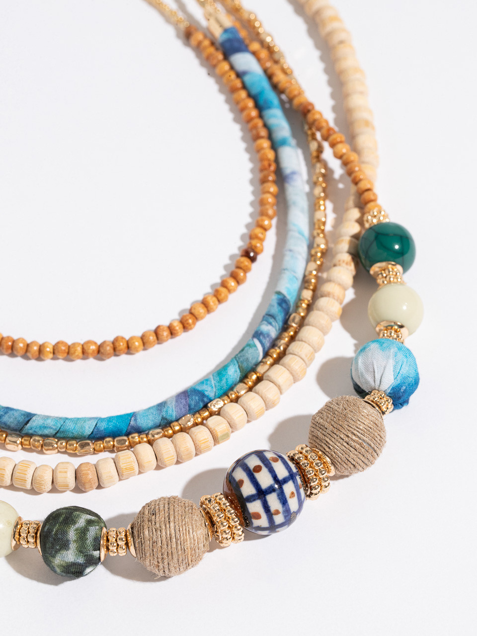 Multi-Layer Natural/Turquoise Beaded Necklace