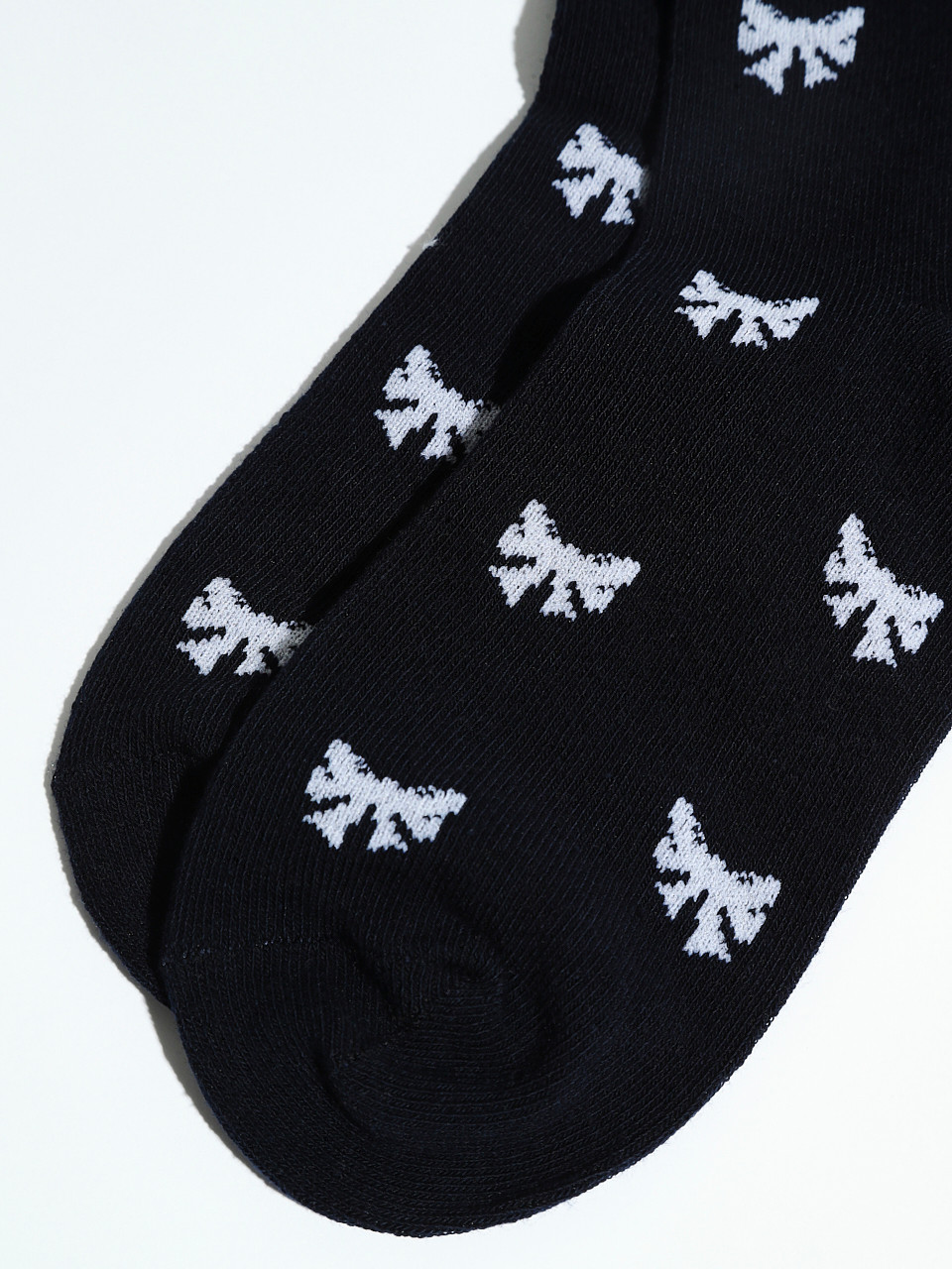 Navy Crew Socks with White Bows