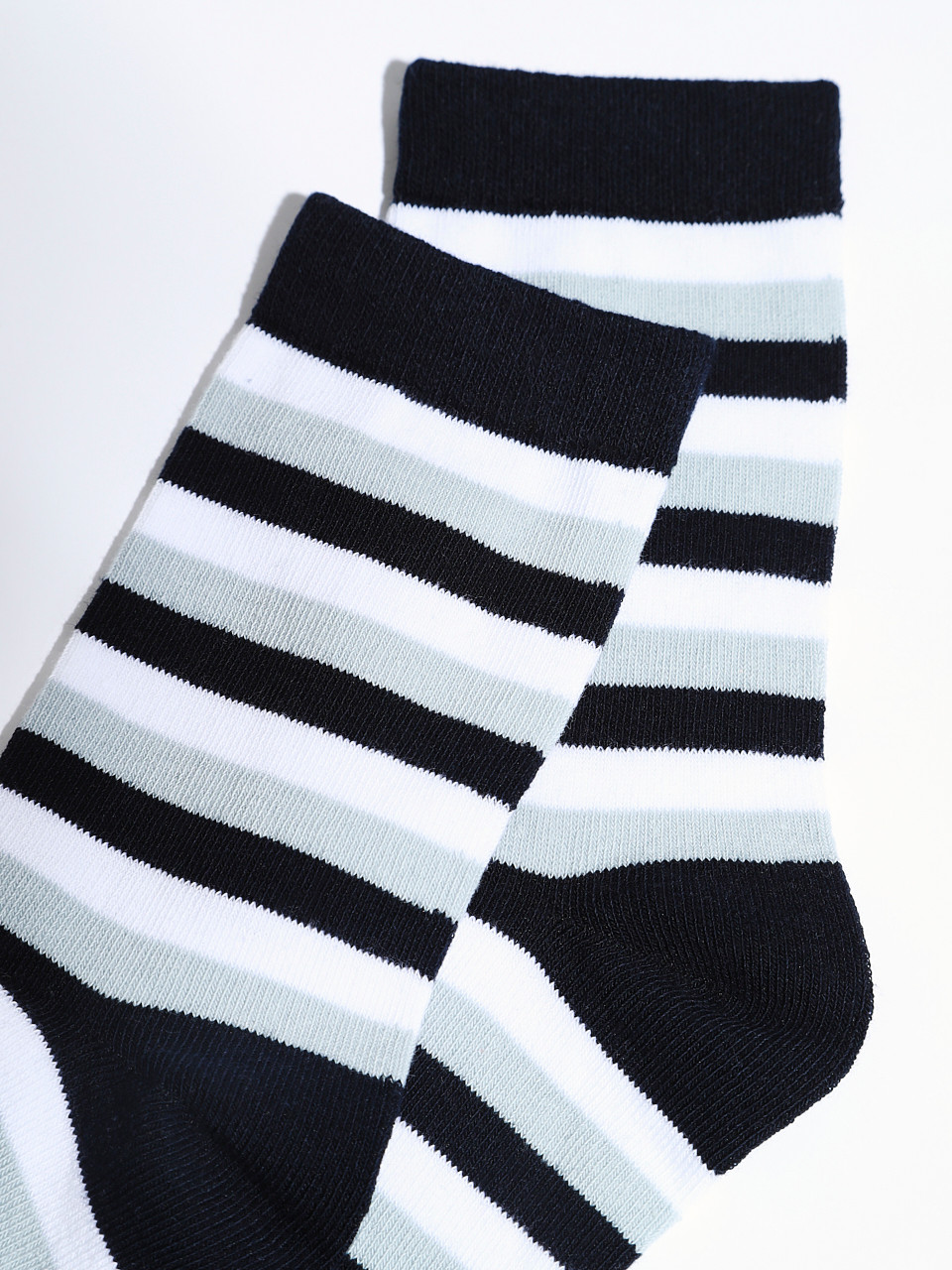 Navy/Cornflower/White Stripe Crew Socks