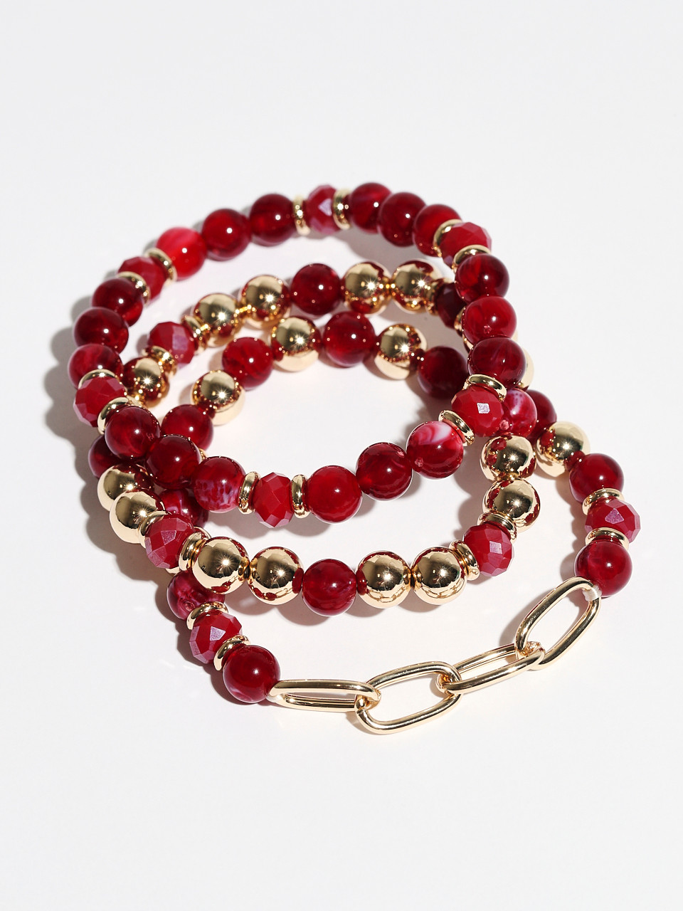 Dark Cherry Bead Stretch Bracelet