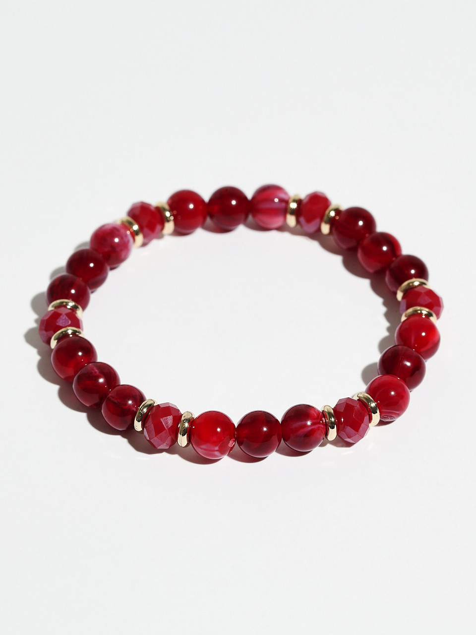 Dark Cherry Bead Stretch Bracelet