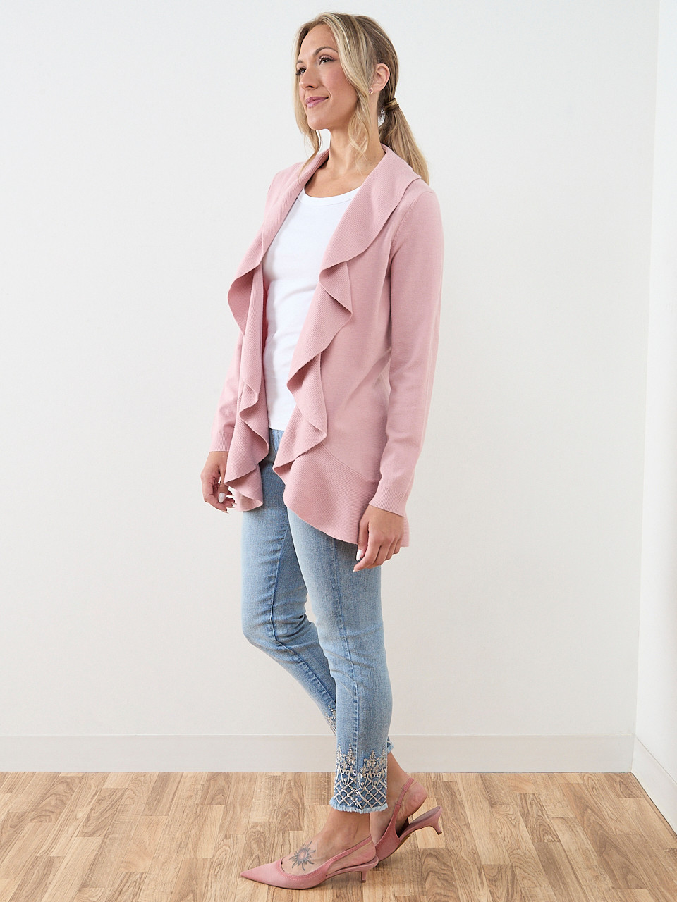 Open-Front Waterfall Cardigan