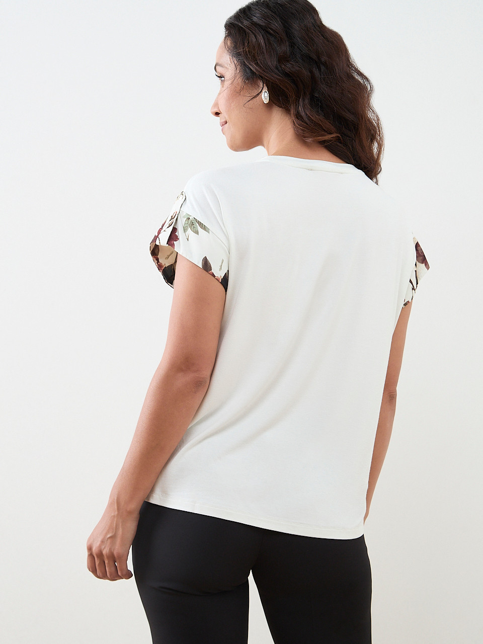 Petite Cap Sleeve Mixed Media Top