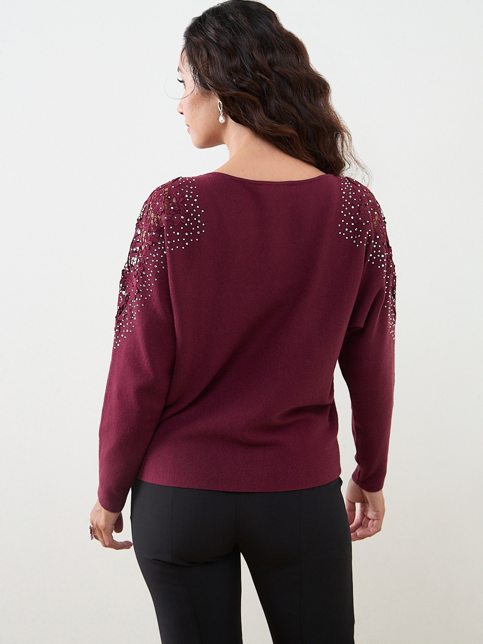 Petite Long Shimmering Dolman Sleeve Sweater