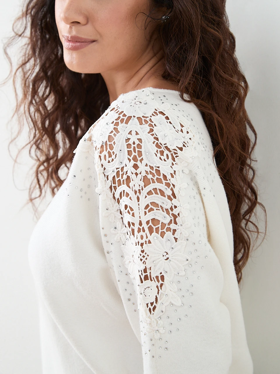 Petite Long Shimmery Dolman Sleeve Sweater