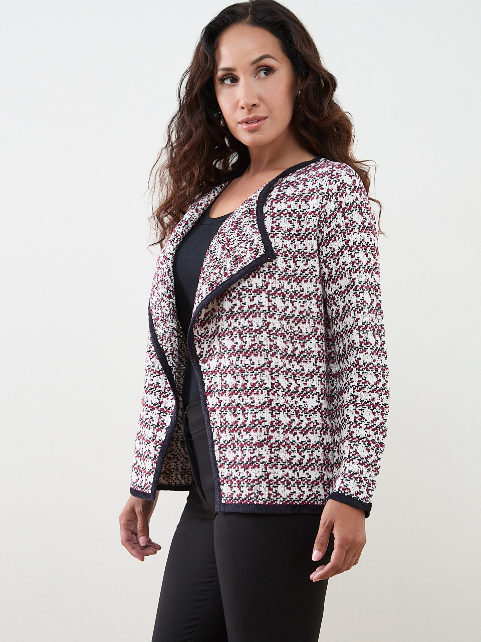 Petite Long Sleeve Draped Lapel Jacket