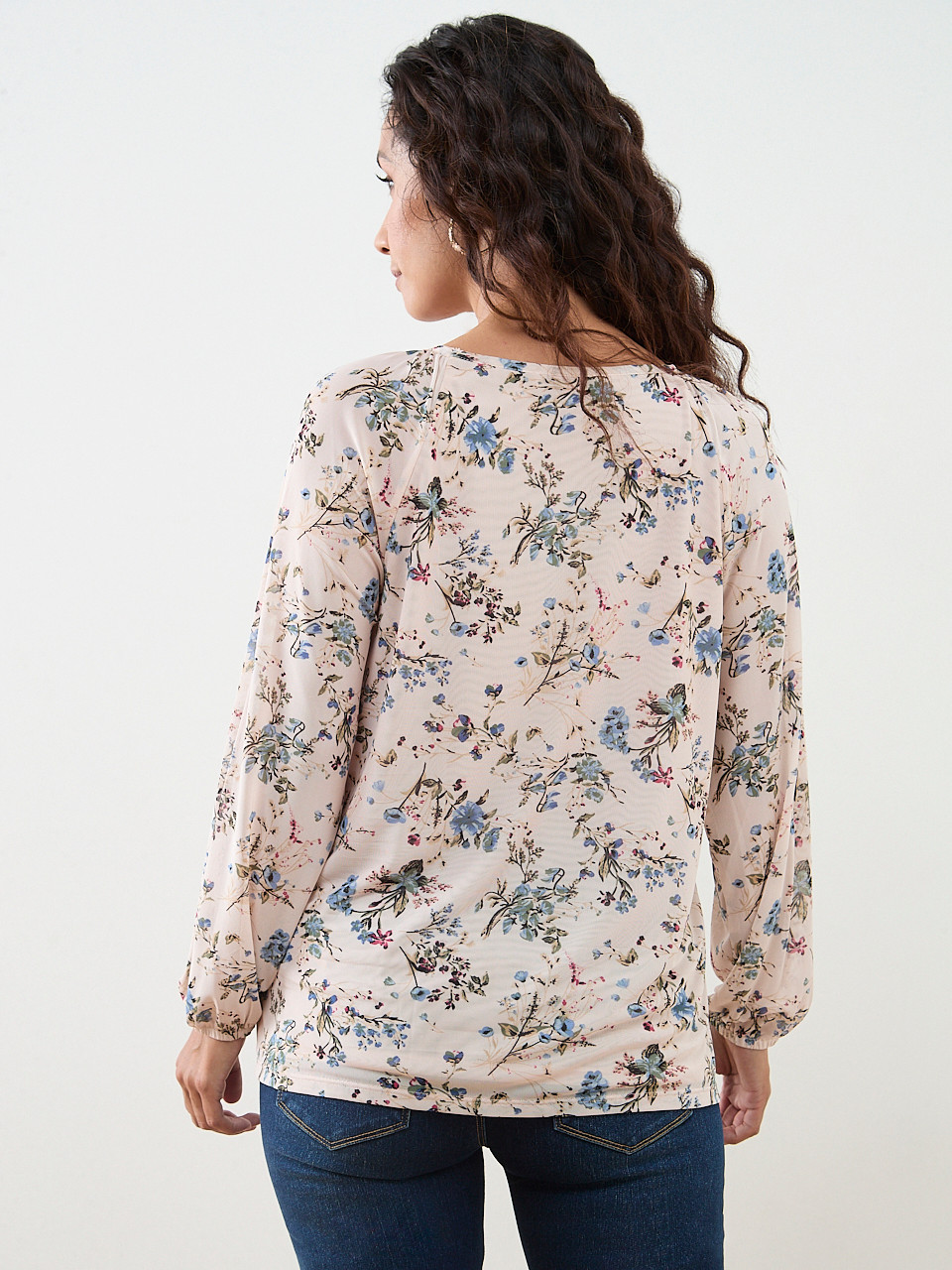 Petite Long Sleeve Mesh Tulip top