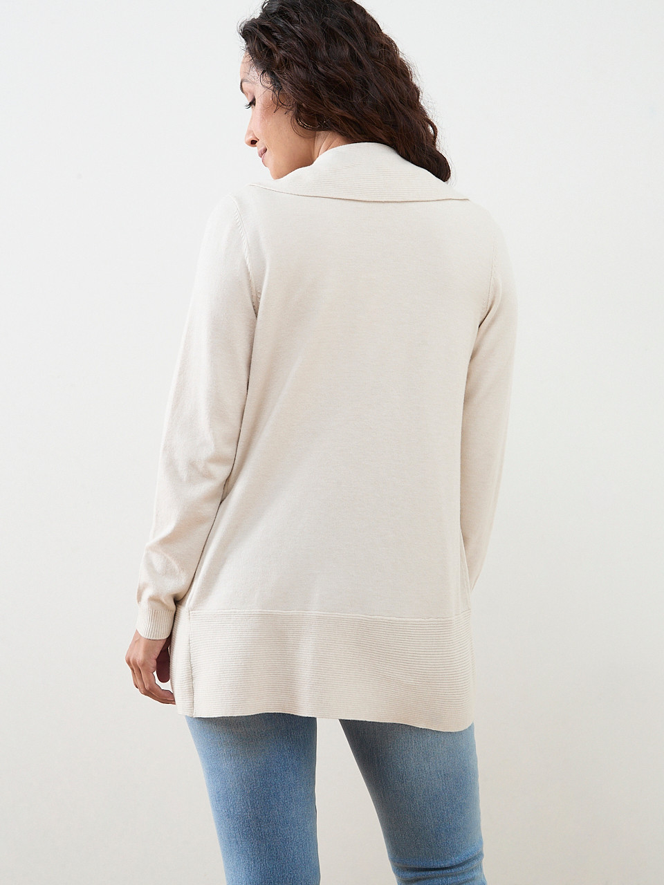 Petite Open-Front Waterfall Cardigan